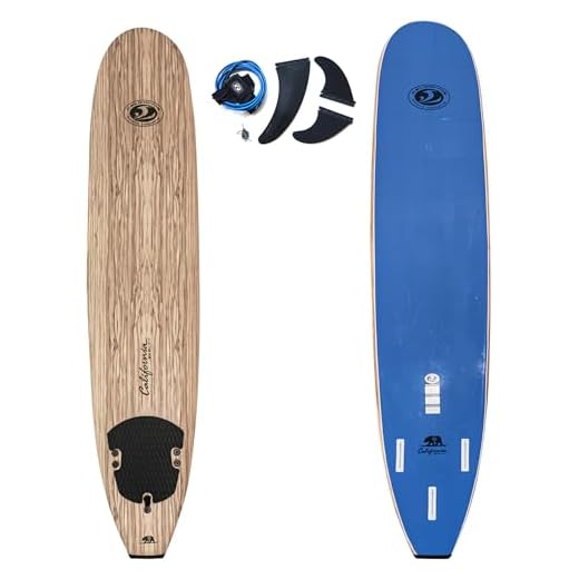 California Board Company Foam Surf Board, 9-Feet (Color: Brown/Wood graphic)