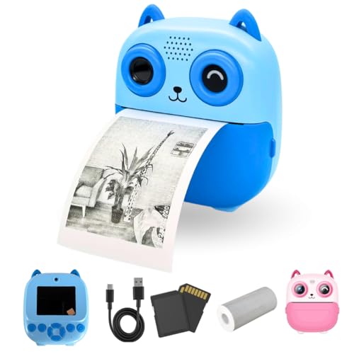 SnapPix Cámara de Fotos Instantáneas para Niños con Papel de Impresión y Tarjeta SD,20MP, Cámara de Fotos para Niños, Regalo para Niños de 3 a 14 años (Azul y Rosa) (Azul)
