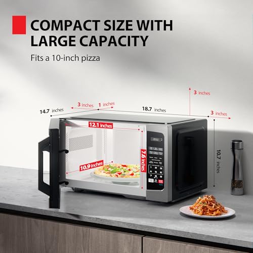 image for TOSHIBA ML-EM09PA(SS) Small Microwave Oven with 6 Auto Menus, Mute Fun