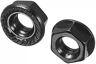 sourcing map M6 Serrated Flange Hex Lock Nuts, Carbon Steel Black Oxide Finished 50pcs