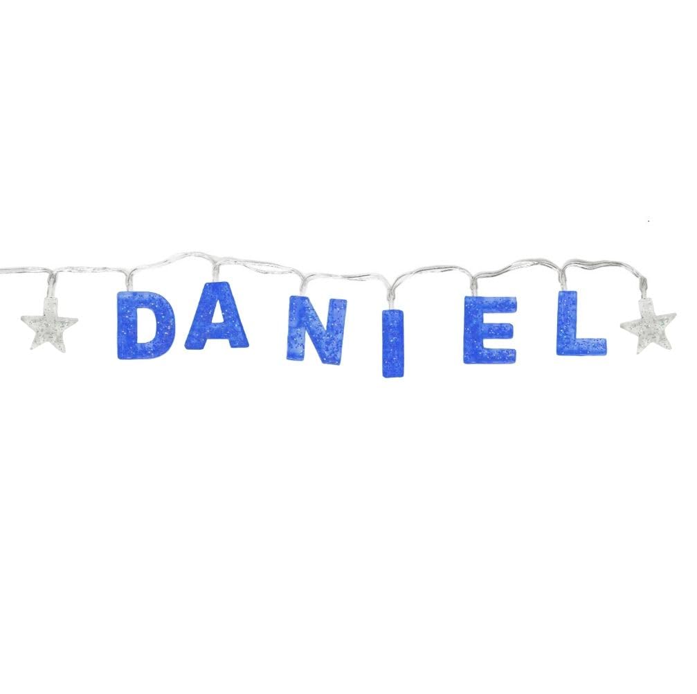 Mulberry Studios DANIEL - Indoor Decorative LED String Lights Hanging Decorations Light Up Your Name in LED Blue Lights