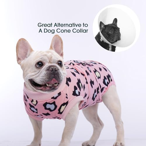 Image of Kuoser Dog Recovery Suit for Dogs After Surgery,Professional Surgical Onesie for Female Male Dogs Spay Neuter,Soft Dog Surgery Suit Bodysuit for Abdominal Wounds Skin Disease,Pink Leopard XL