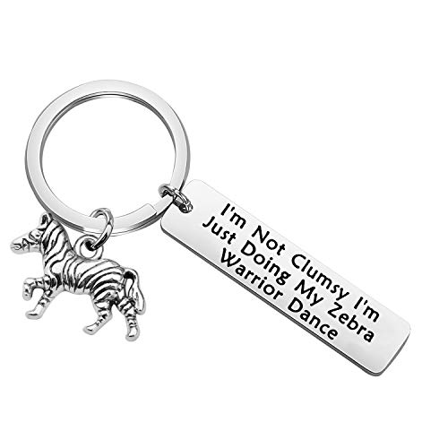 CENWA Zebra Warrior Gift Ehlers Danlos Syndrome EDS Awareness Ribbon Jewelry EDS Warrior Fibro Awareness I’m Doing My Zebra Warrior Dance Keychain (Zebra Warrior Keychain)