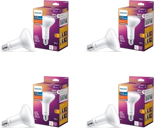 Image of PHILIPS LED 65W BR30 4-Pack Ultra Definition (2200K) 650 Lumen (7.5W = 65W) Dimmable Frosted Flicker-Free Light Bulbs