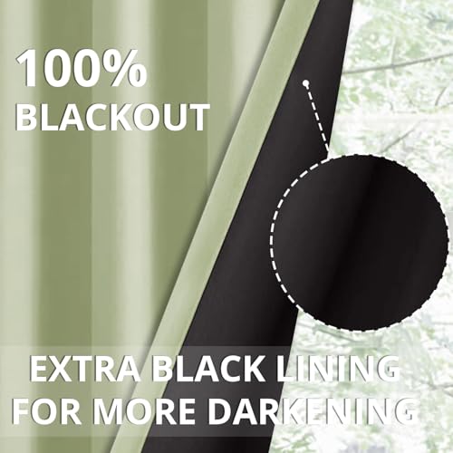 Image of Cloth Fusion 100% Blackout Door Curtains 7 Feet Long Set of 2 with Blackout Lining, Double Layer Room Darkening Parda with Stainless Steel Grommets for Home Decor (7x4 Feet, Pista)