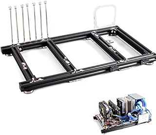 ATX PC Motherboard Case Frame, Aluminum 7 PCI Bit Open Air Case Bare Air Water Cooling Fan Stand Chassic Test Bench Rack GDAE10 Computer Board Overclocking Heat Dissipation Graphics Card Support Black