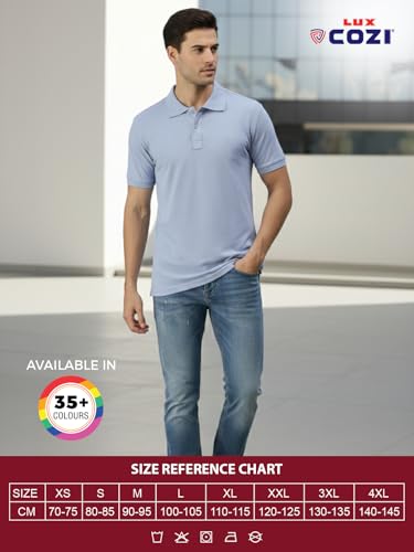 Image of Lux Cozi Men's Cotton Solid Polo Tshirt | Collar Tshirts | Half Sleeves | Stylish & Premium All Day Wear | Pack of 1