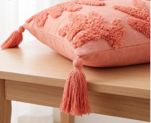Image of Furnistitchs Premium Decorative Throw Cushion Pillow Cover Boho Home Decor - Living Room Bedroom Couch Sofa Cushion Covers 16 inch x 16 inch (2, Peach Leaves)