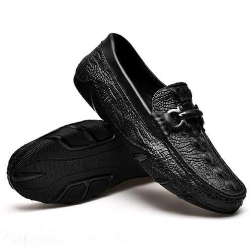 Men's Loafers Shoes Moccasins Faux Crocodile Print Round Toe Leather Flat Heel Resistant Flexible Outdoor Party Slip On3