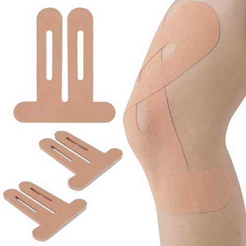 10PCS Kinesiology Tape for Knees, Kinesiology Tape Precut Strips for Knee Support & Stability, Waterproof Breathable Elastic Sports Tape for Pain Relief, Athletic Tape for Muscle & Joint, Beige
