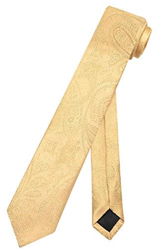 Vesuvio Napoli Narrow NeckTie Solid GOLD Color Paisley 2.5