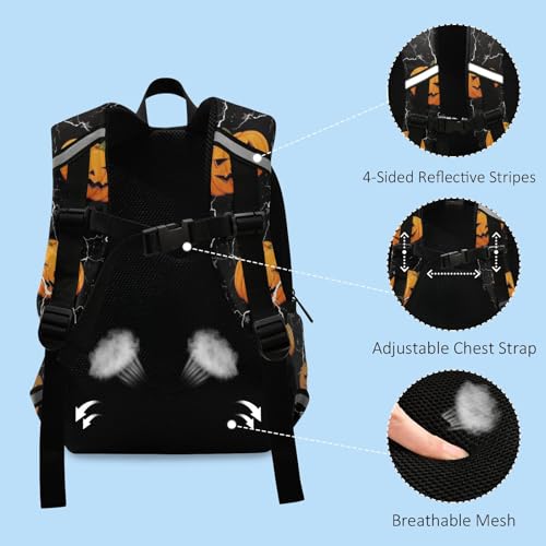 Toddler Girl Backpack with Leash, Lantern Pumpkins Little Kid's Backpacks Mini Preschool Backpacks4