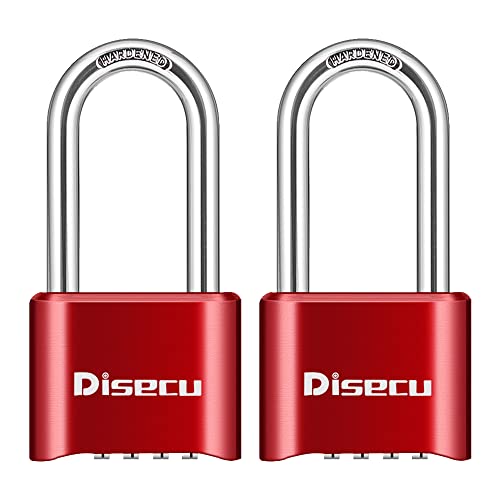 Image of 4 Digit Heavy Duty Combination Lock 2.5 Inch Long Shackle Outdoor Waterproof Padlock for Gate, Fence, School Gym Locker,Toolbox (Red, 2 Pack)