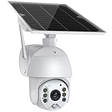 Security Camera Outdoor, 1080P Wireless WiFi PTZ Solar Security Camera with 2-Way Audio, Color Night Vision, IP65 Waterproof,Motion Detection