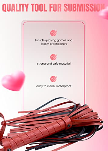 Derinodem Bdsm Sex Set Flogger 20" Crop 18" Adult Sex Play, Adult Bondage Set Whip, Leather Sex Crop, Bdsm Set Sex Paddle Adult Flogger, Bondage Flogger Crop #TOP3