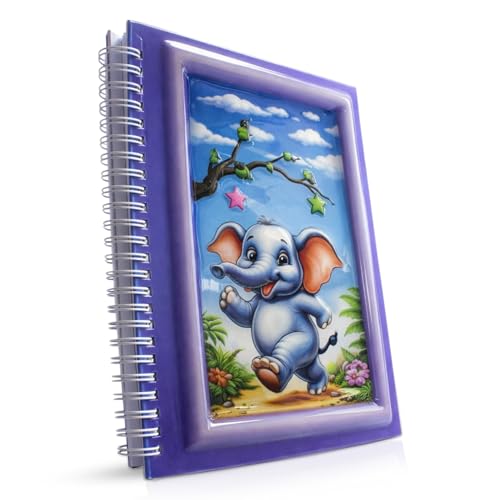 omatek smart technologies A5 3D Glossy Cover Spiral Notebook – Cute Hardcover Notebook with 160 Pages/80 Sheets – Kids School Notebook – Gift Notebook for Girls & Boys (Joyful Jumbo)