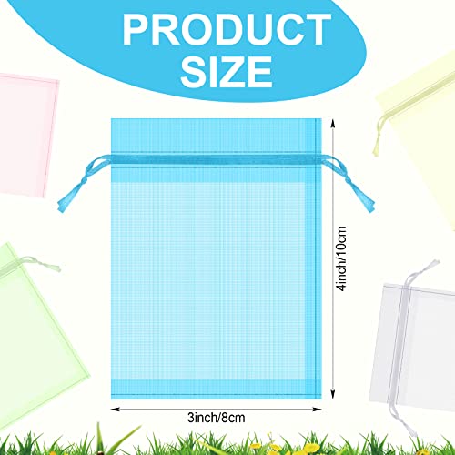 Image of Woanger 500 Pcs Organza Bags Bulk 3 x 4 Inch Small Drawstring Favor Mesh Pouches for Jewelry Bracelets Christmas Candy Wedding Party Favor Gift (random Mixed 10 Colors)