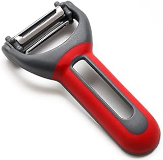 Elegance Wonders 4 in 1 Potato Peeler, Vegetable Peeler, Fruit Peeler & Vegetable Shredder with safety Cap & Bottle Opener, Ergonomic Non-Slip Grip Handle, Sharp Stainless Steel Blades Y Peeler. [RED]