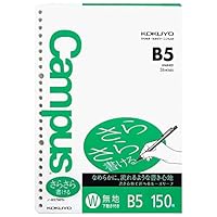 Kokuyo Campus Loseblattpapier für Ordner, Sarasara glattes Schreiben, B5, blanko, liniert, 26 Löcher, 150 Blatt, pH-neutral, blutungsbeständig, 75 g/m², Japan Import (NO-837WFN)