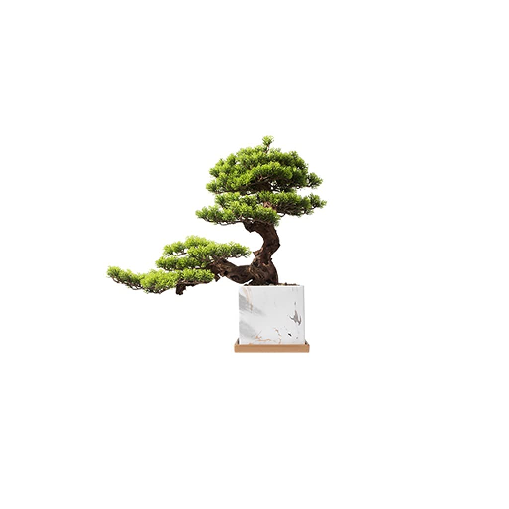 GTHTUHFD Artificial Bonsai Tree Artificial Tree Chinese Imitation Marbled Pine Tree Ornaments Simulation Cypress Welcoming Pine Bonsai,Onecolor-B