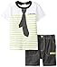Calvin Klein Baby Boys' White with Lime Stripes Tee and Shorts  Tie