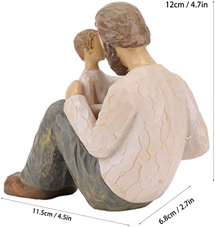 Pssopp Desk Figurine, Father and Son Figurines Father and Son Statue New Dad Statue Family Figurine for Bookshelf Cabinet Tabletop Decor image 2