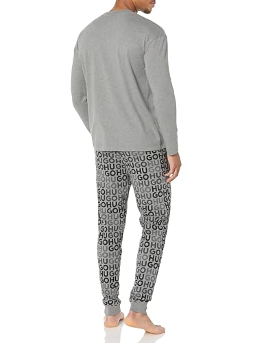 HUGO Men's Monogram Logo Long Sleeve and Cuffed Pant Pajama Set2