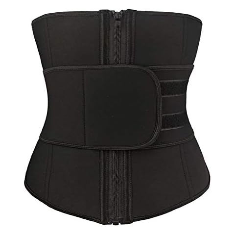 Women Neoprene Waist Training Cincher Body Shaper Corset Hook&Loop Trainer Belt Plus Size (L, Hook&Loop Black) Cover