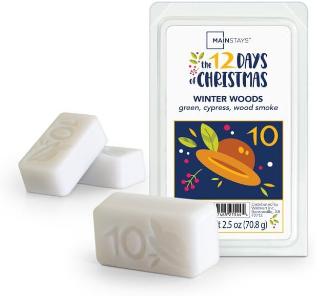 Miniatura 4 de Mainstays 12 Days of Christmas - Cubos de cera perfumada de 2.5 onzas, paquete de 2 (día 10 - bosque de invierno)
