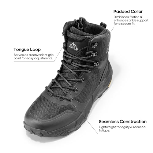 NORTIV 8 Men's Military Tactical Boot Lightweight Comfortable Boots for Work All Day Side Zipper Motorcycle Combat Hiking Boots Metrostrike(8-9 Inches),Size 11,Black