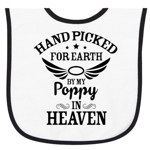inktastic Handpicked for Earth By My Poppy in Heaven with Baby Terry Cloth Bib