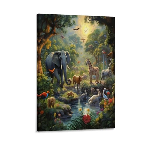Animaux de jungle murale décoration pour chambre d'enfant affiche toile colorée 30x45cm