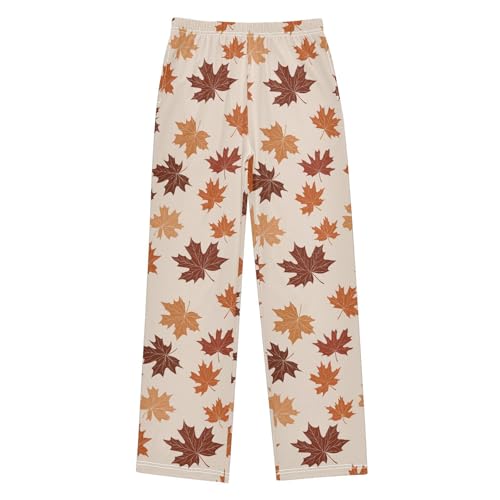 Maple Leaves Pattern Pajama Pants Soft Sleep Bottoms Long Pjs S