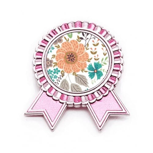 Broche fleur de soleil rose en métal taille M pour accessoire de veste