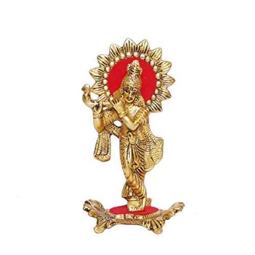Image of KridayKraft Lord Krishna Standing Playing Flute Gold for Pooja Room Decorative for Home, Office & Table Gift for Have Corporate Gift,Diwali Gift,Wedding Gifts.