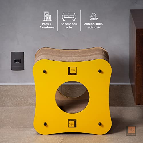 Gatomoderno Arranhador para Gatos Duplo de Papelão Kraft, Acabamento de Acrílico, Cama para Gatos, B