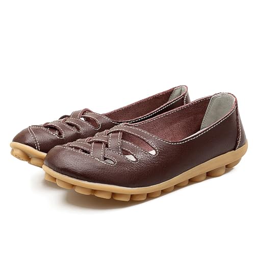Mocassins en cuir pour femme FGRID confortables et respirants pour la marche
