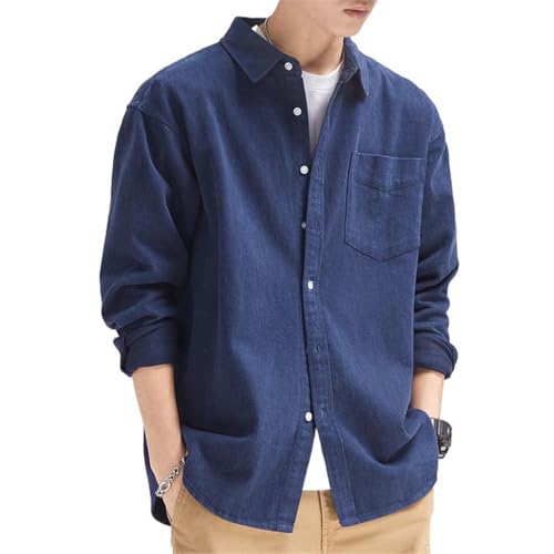 Veste chemise homme rétro en coton fin texturé de style authentique