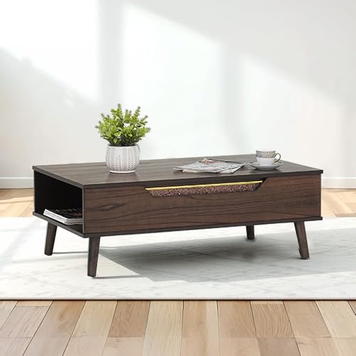 Image of Royaloak Miami American Lift Top Coffee Table | Solid Wood with Veneer Top | Lift Top Coffee Table | Ample Storage | Multiple Utilities | Durable & Long Lasting | Tapered Legs