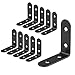 ASelected Lot de 10 Équerre de Fixation Inox, 50x50mm Equerre Metal Noir, Renforts d'Angle pour la Fixation et la Réparation de Meubles, Renforcer les Joints, Noir