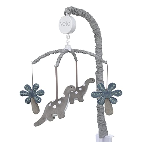 Image of NoJo Baby-Saurus Gray Brontosaurus & Palm Tree Musical Mobile, Grey, Charcoal