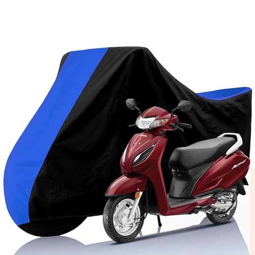 Image of All Weather Protection Two Wheeler Cover for Honda Activa 6G, Scooter & Scooty | Anti Dust, 100% Water Resistance, Heat Resistant, UV Proof - Triple Stitched | (Black Top Royal Blue)