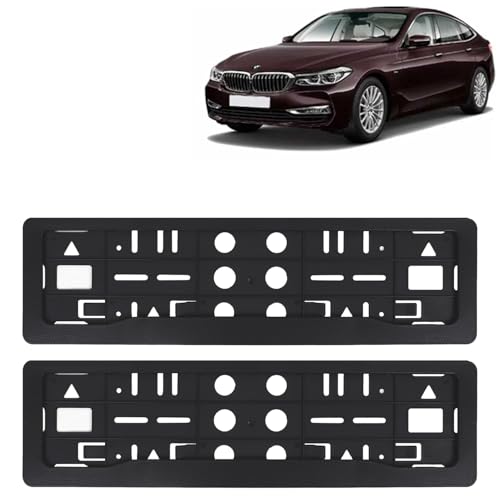 Image of KINGSWAY 6 Series GT Car Number Plate Frames for All 2018 Onwards Models of B-MM-W Car Registration Plate Holders, Black Licence Plate Covers (Front and Rear), Universal Size 51.5 x 14.5 cm