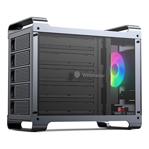 Yottamaster 5 Bay Hard Drive Enclosure,Aluminum Alloy 2.5"& 3.5" SATA HDD/SSD External HDD SSD Storage Enclosure with 80mm RGB Silent Fan,Supports 5X18TB Capacity for PC DIY Experts&Gamers [DF5U3] Cover