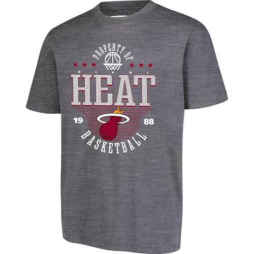 Ultra Game Men's NBA Official Super Soft Mad Props T-Shirt, Miami Heat, Heather Charcoal, Small