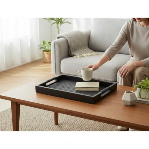 Bandeja trenzada beige rockible accesorio hogar rectangular con laterales altos 4