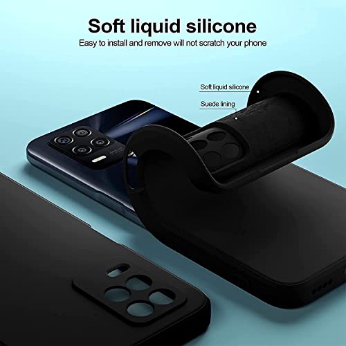 Image of BlazeTech for [ Realme Narzo 30 5G / Realme 9 5G ] Liquid Silicone Back Case Cover Flexible |Inner Lining| with Camera Protection Back Cover for [ Realme Narzo 30 5G / Realme 9 5G ] - Black