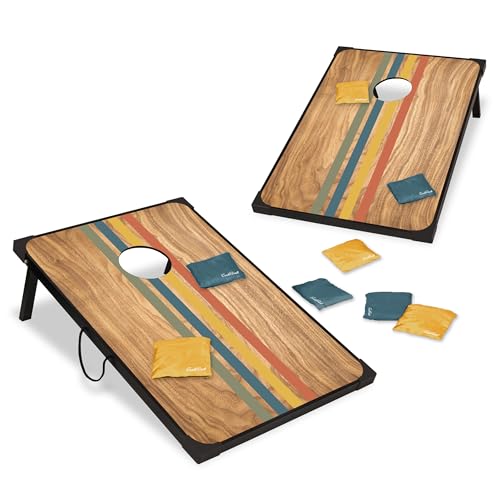 Image of EastPoint 2'x3' Cornhole Board Set - 8 Bean Bags, Engineered Wood, Sunset - Lightweight Portable Design for Yard Games - 12 Oz Bean Bags for Toss Game - Durable MDF Boards for Backyard Games