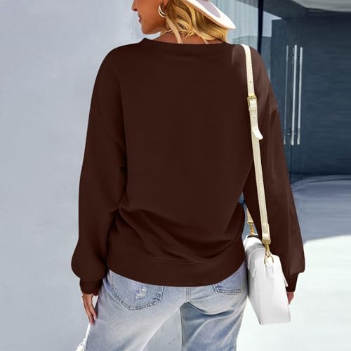 Image of Women Crew Neck Sweatshirts Fall Casual Oversized Sweat Shirts Long Sleeve Cute Preppy Sweatshirt Comfort Pullover