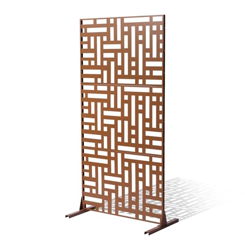 VEVOR Brise-Vue en Métal, 120x193 cm, Panneau Intimité Autoportant avec Support, Écran de Confidentialité Décoratif, Paravent Séparateur Extérieur pour...